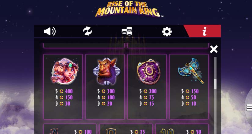 rise of the mountain king feature symbols