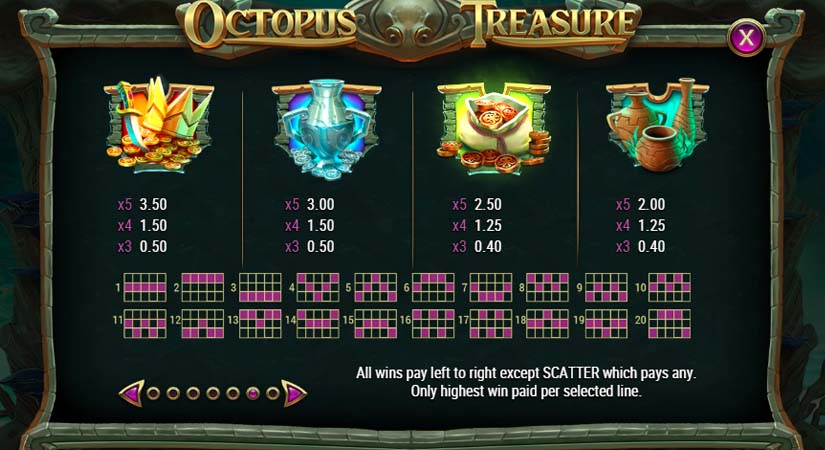 octopus treasure feature symbols
