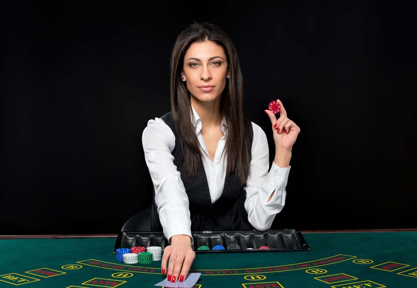 croupier dealing blackjack